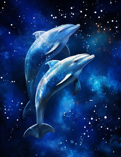 5D Diamond Painting Two Dolphin Galaxy Kit