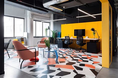 Creative Office Space with Unconventional Furniture and Bold Colors Stock Photo - Image of ...