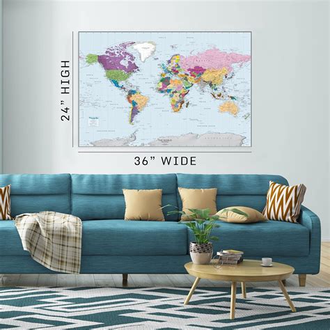 Detailed 2021 Political Map of the World | 36x24 Australia | Ubuy