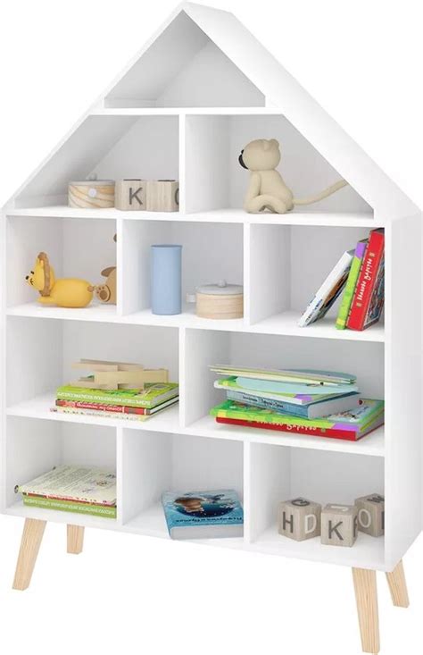 Kinderboekenkast Boekenkast Huis Wit Speelgoed Speelgoedkast