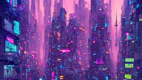 AI Art Stable Diffusion Cyberpunk City Screens Building