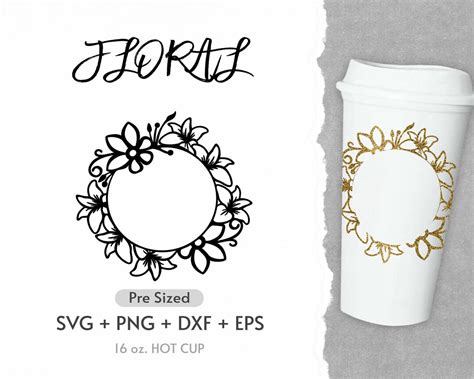 Oz Floral Flower Hot Cup Svg Full Wrap Hot Cup Svg Daisy Svg Wildflower Svg Coffee Cup Svg