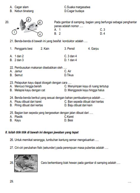 Soal Us Ipa Kelas Ipa Kelas Semester Jawaban Kunci Sd Halaman Bahasa