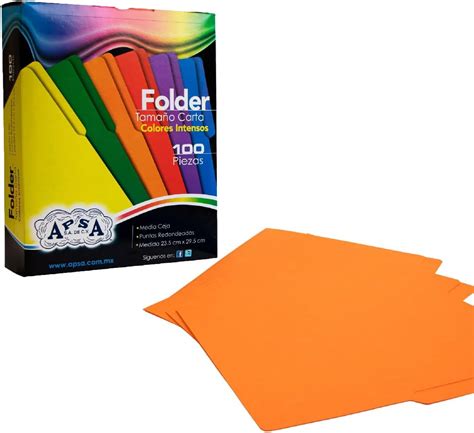 APSA Folder Tamaño Carta Colores Intensos Biodegradable Paquete con 100