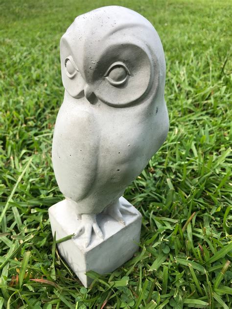 Owl Concrete Outdoor Statue Garden Yard Decoration Etsy