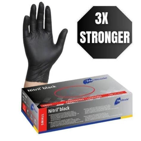 100 1000 Meditrade 1284S Nitrile Black Nitrile Examination Gloves