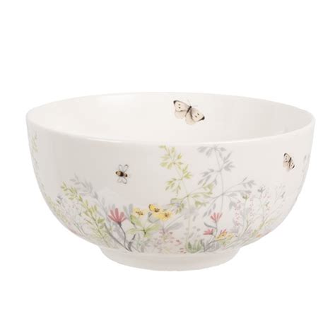 Clayre And Eef Soup Bowl 500 Ml White Porcelain Flowers