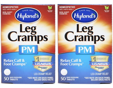 2 Pk Hylands Leg Cramps Pm W Quinine Homeopathic Nighttime Relief 50 Tablets Ea