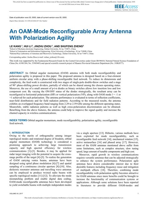 Pdf An Oam Mode Reconfigurable Array Antenna With Polarization Agility