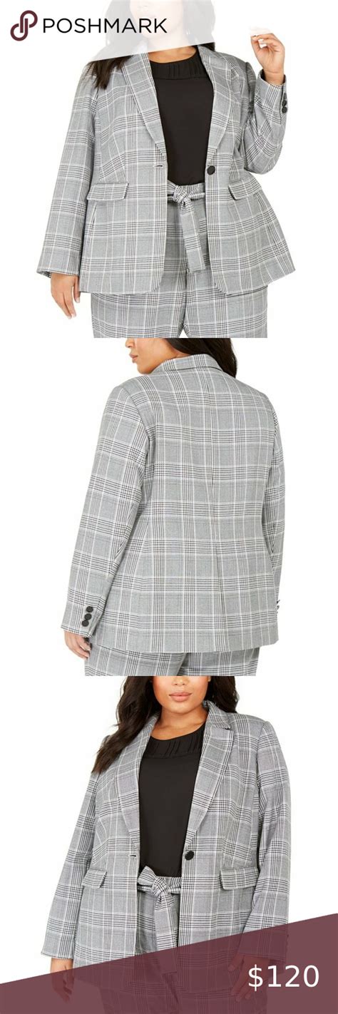 Calvin Klein Plus Size Plaid One Button Blazer Calvin Klein Plus Size