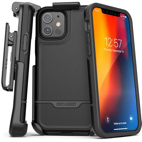 Encased Rebel Case With Holster For Apple Iphone 12 Rb927bk Hl