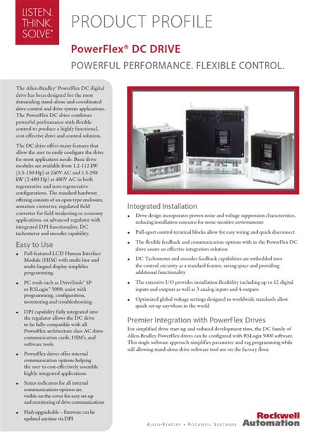 Product Profile Powerflex® Dc Drive Pdf Input Output Automation