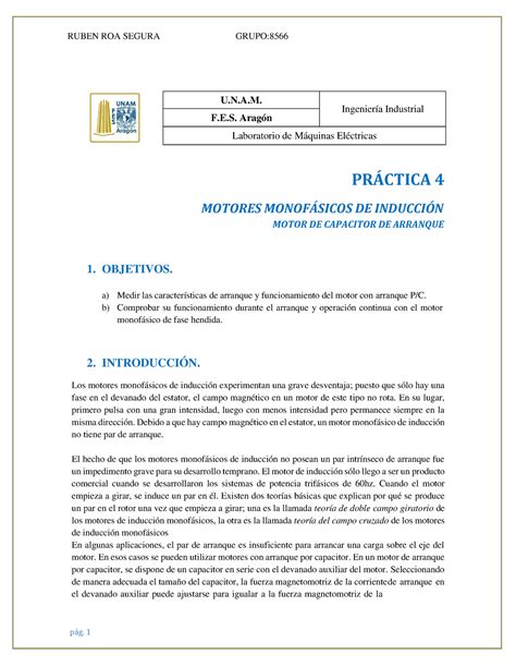 Practica 04Maquinas Elecectricas PRCTICA 4 MOTORES MONOFSICOS DE