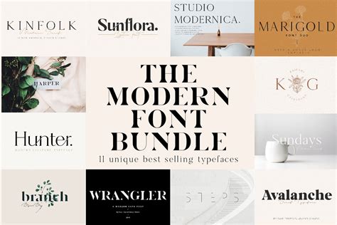 The Chic And Unique Modern Font Bundle Stunning Display Fonts