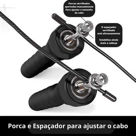 Corda Pular Speed Rope Crossfit Profissional Rolamento Blindado E