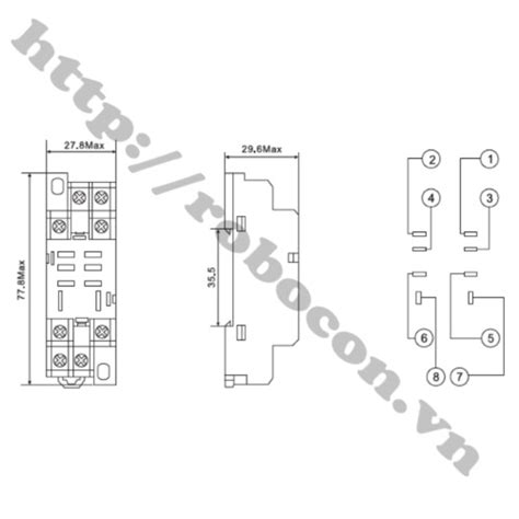 RE28 CHÂN ĐẾ RELAY TRUNG GIAN 8 CHÂN VẶN ỐC PTF08A CHÂN RỘNG Điện Máy