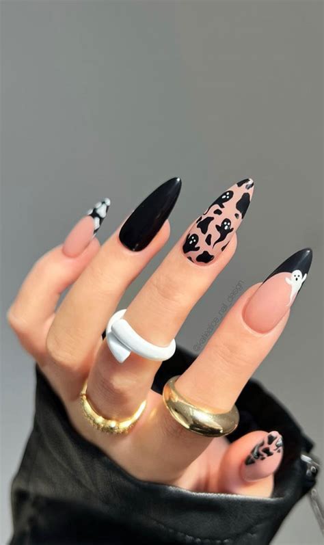 Spooktacular Halloween Nail Designs Spooky Night Nude Matte Nails