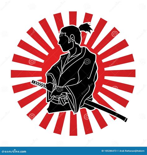 Samurai Ready To Fight Action Graphic Vector Stock Vector