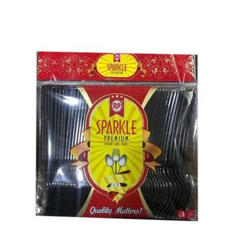 Black Sparkle Premium Disposable Plastic Spoon For Event And Party