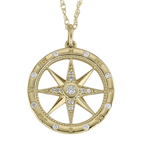 Windrose Compass Diamond Necklace In 14kt Gold Bellas Fine Jewelers