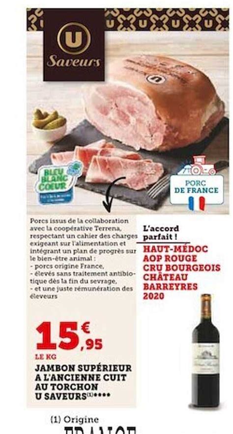 Promo Jambon Sup Rieur L Ancienne Cuit Au Torchon U Saveurs Chez