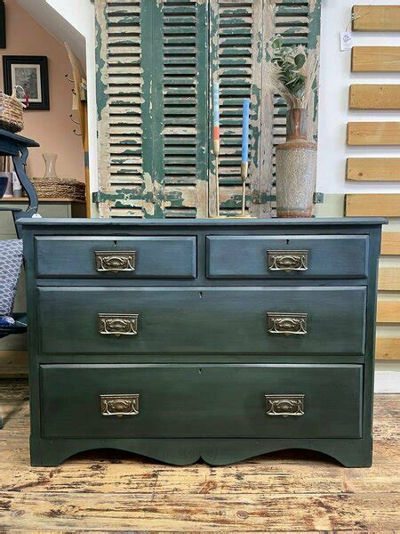 Hand Painted Blue To Green Ombre Blend Chest Of Drawers Vinterior