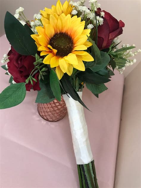 Sunflower Bouquet Bridal Bouquet With Sunflowers And Roses Etsy