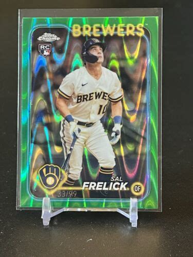 Sal Frelick Rc Topps Chrome Green Raywave Sp Milwaukee Brewers