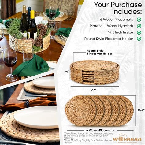 Woven Placemats Rattan And Wicker Style Placemats With Round Etsy