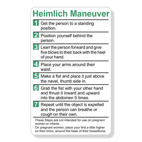 Heimlich Maneuver Steps Wallet Reference Card | Name Tag Wizard