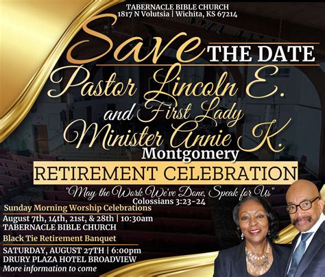 Pastor First Lady Retirement Celebration Tabernacle Bible Church