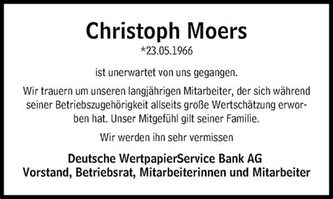 Traueranzeigen Von Christoph Moers SZ Gedenken De