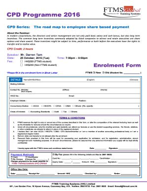 Fillable Online CPD Enrolment Form 2016 Fax Email Print PdfFiller