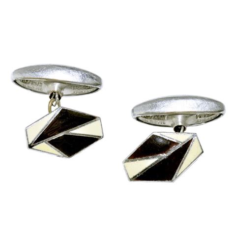 Art Deco Cream And Black Expanda Cufflinks Crystal Heirlooms