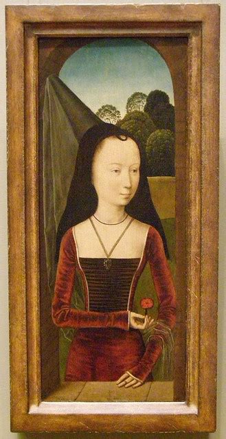 Attributed To Hans Memling Young Woman With A Pink Ca 1485 90 A