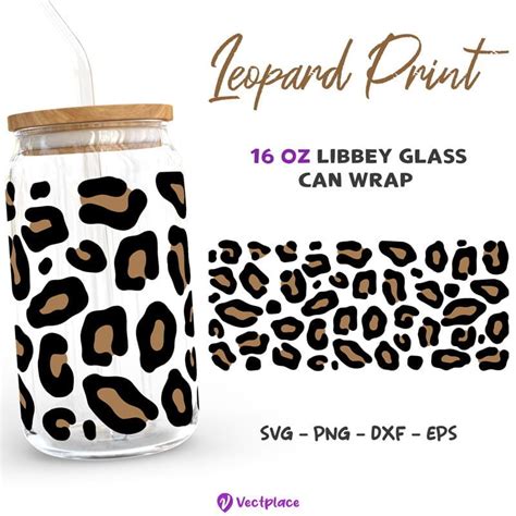 Leopard Print Svg For Libbey 16oz Can Glass Vectplace