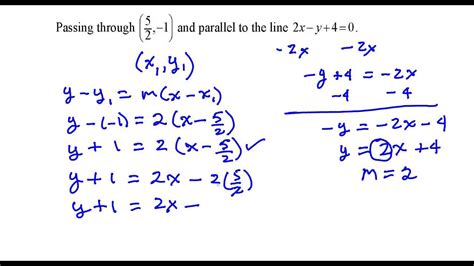 Write The Equation Of The Line That Passes Through The Point And Parallel To The Line Youtube