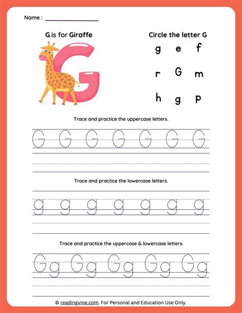 Tracing Uppercase And Lowercase Letter G Worksheet Image Readingvine