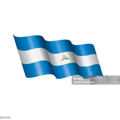 Vetores De Bandeira Da Nicarágua Ilustração Vetorial Sobre Um Fundo Branco E Mais Imagens De