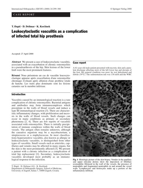 Pdf Leukocytoclastic Vasculitis As A Complication Of Infected Total