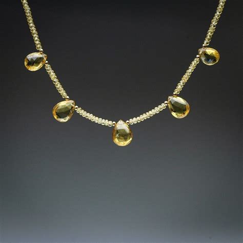 Yellow Sapphire And Lemon Quartz Briolette Necklace Etsy Briolette