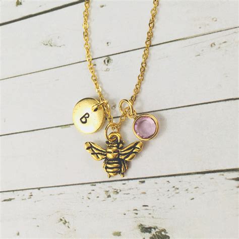 Honey Bee Necklace Personalised Honey Bee Gifts Gold Honey Etsy