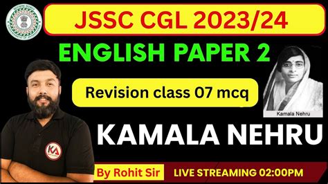 KAMALA NEHRU English Language Paper 2 JSSC CGL CLERK 10 2