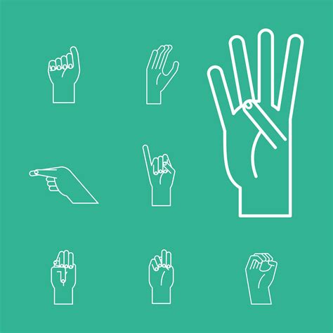 Hand Sign Language Alphabet Line Style Icon Set Vector Design 2722803