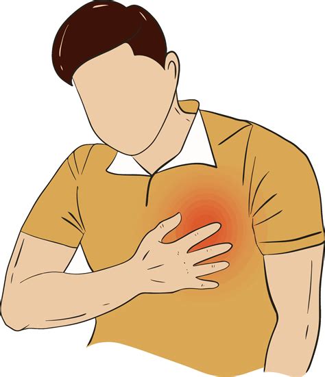 Hand Drawn Cartoon Illustration Of A Man Touching A Heart Fights Chest