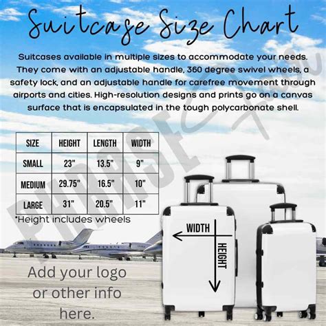 Suitcase Size Chart Mockup for Printify POD Generic Suitcases Digital ...