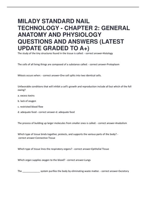 MILADY STANDARD NAIL TECHNOLOGY - CHAPTER 2 GENERAL ANATOMY AND