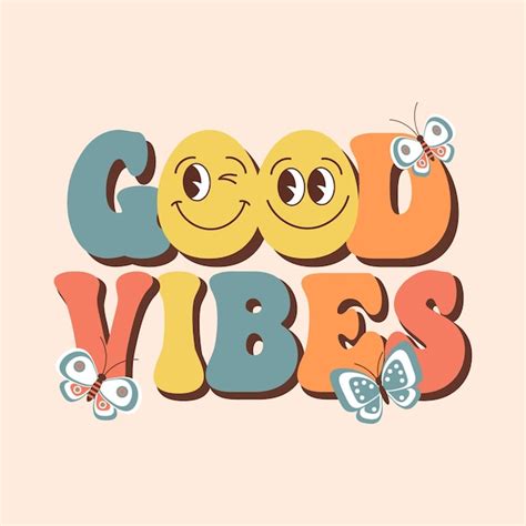 Premium Vector Lettering Good Vibes With Butterflies Hippie