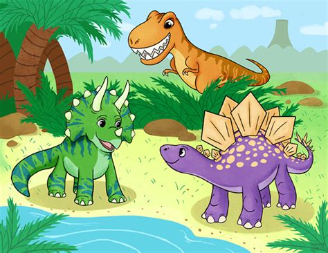 Triceratops Tyrannosaurus Rex And Stegosaurus Dinosaur Characters