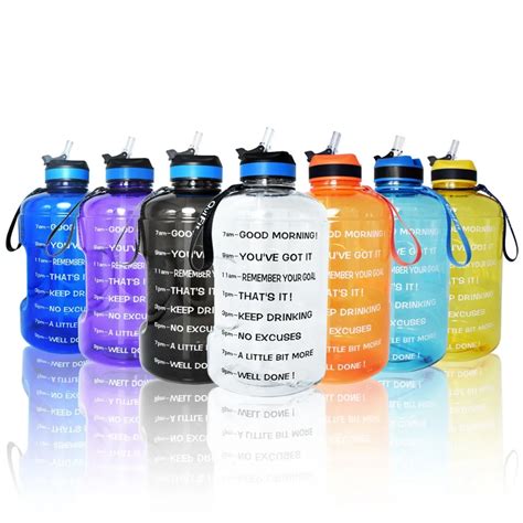 Buildlife Gallon Water Bottle With Straw Time Marker L Oz Bpa